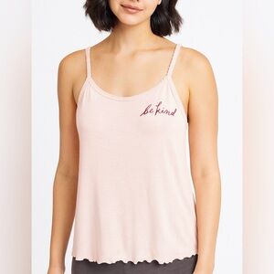 Rae Dunn NWT “Be Kind” Scalloped Camisole – Crystal Pink – Size Large